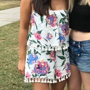 Strapless hydrangea romper (the impeccable pig)